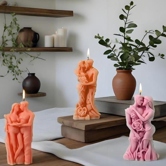 DIY Valentine's Day Silicone Mold Couple Embracing Heart Shape Mold for Aromatherapy Candles Plaster