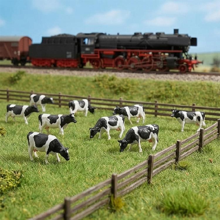 10Pcs Miniature ABS Cow Model 1:87 Scale Tiny Farm Animal Statues Kids Educational Toy For Tabletop Shelf Decoration