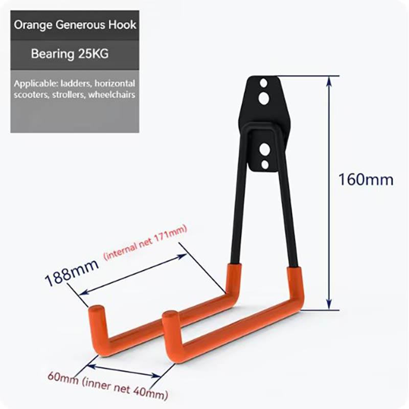 5 Size Heavy Duty Metal Hook Garage Organizer Wall Mount Anti-slip Bicycle Hanger Hooks Storage Hook For Ladders Garden Tool