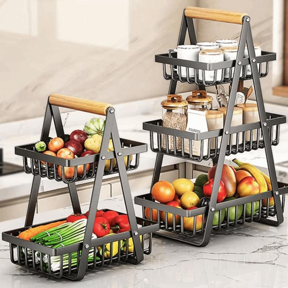 2-Tier Design Kitchen Organizer Space-Saving Vegetable Storage Basket  Dining Room