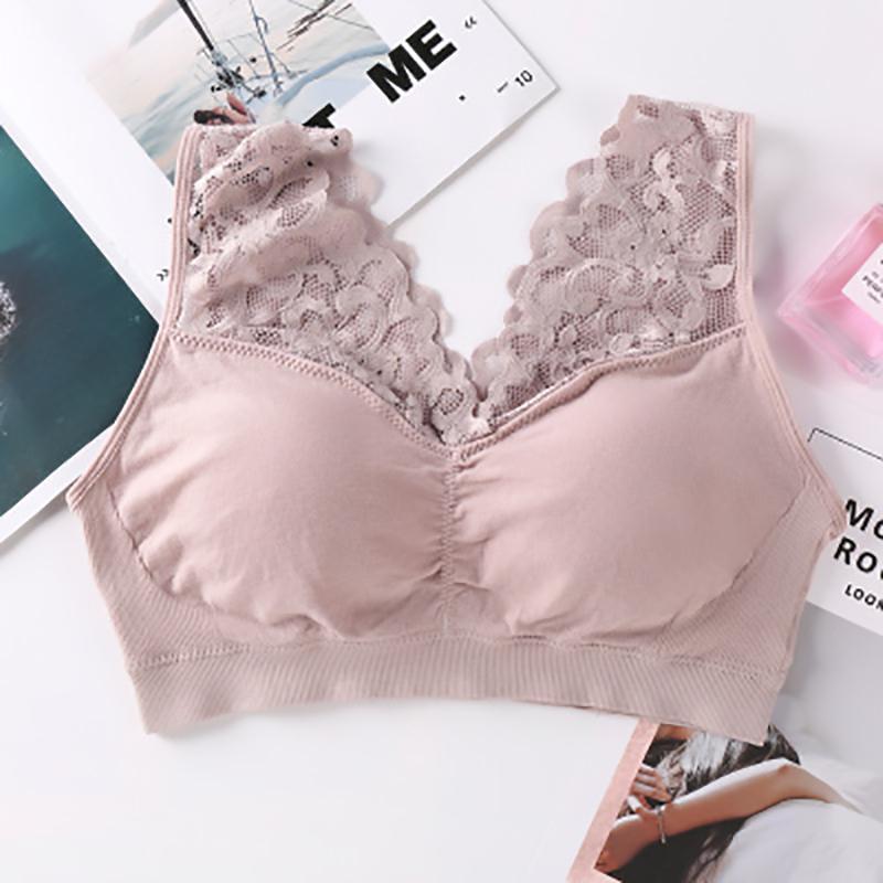 Seamless Wireless Lace Push-Up Sports Bralette - Cozy Fit, L-XXL