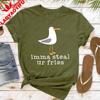 Seagull Print Women TShirt Casual Summer Short Sleeve Cotton Top Fashion Beach Outfit Gift for Her Cute Seagull Print Clothes