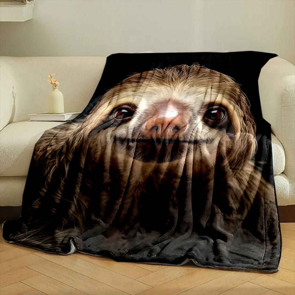 Smiling Sloth Print Blanket bedroom Blanket for Livingroom Couch lunch break Soft throw for Friend's festival Gift