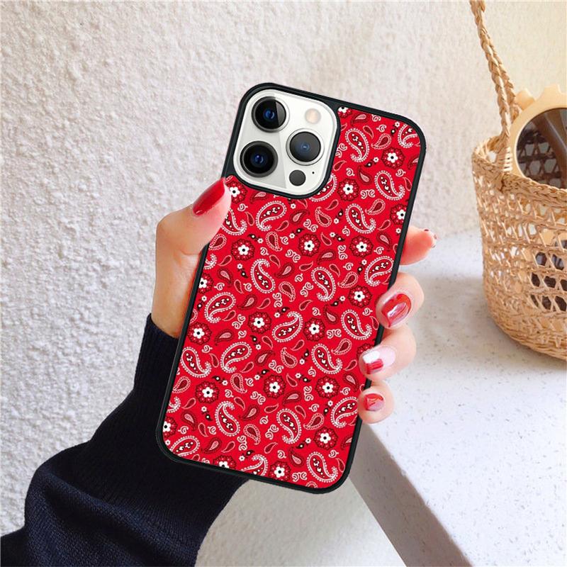 Red Bandana Paisley Phone Case for iPhone 17 Air 16 Coque 15 14 12 13 PLUS 11 PRO MAX Back Cover Fundas Shell