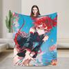 Kasane Teto Blanket Anime Vtuber Plush Novelty Soft Throw Blanket for Bedspread Textile Decor