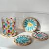 Round Seashell Cup Mat Colorful Coaster Table Decoration Rattan Shell Cup Mat  Kitchen