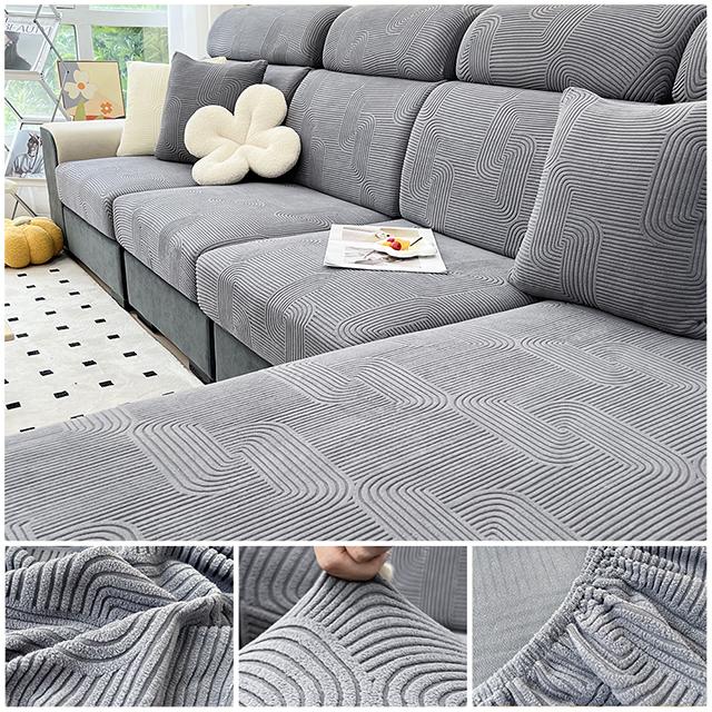 Elastic Sofa Cover Jacquard Polar Fleece Sofa Seat Cushion Cover For Living Room Pet Kids L Shape Corner Armchair Sofa Slipcover