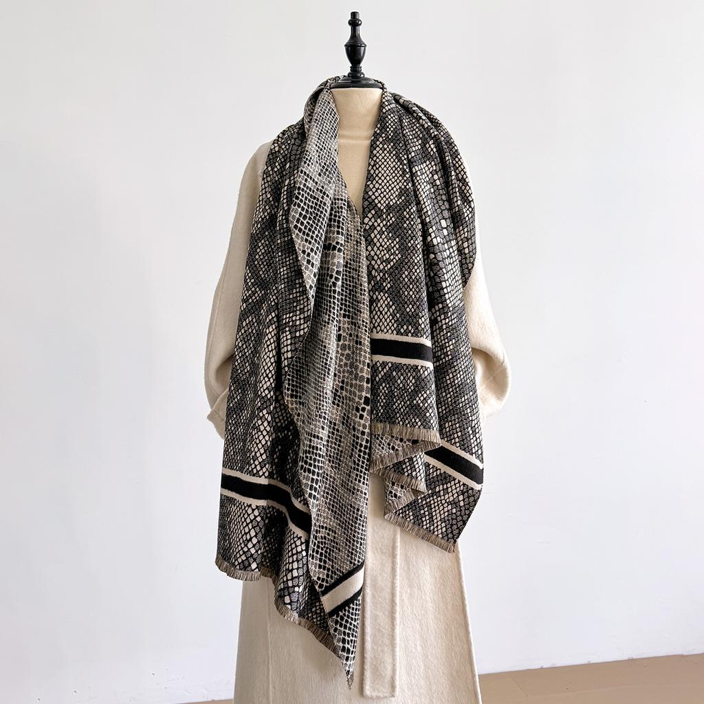 Winter Women's Cashmere Leopard Print Double-Sided Scarves Elegance Shawl Pashmina Warm Female Outdoor Fashion Accessory Scraf