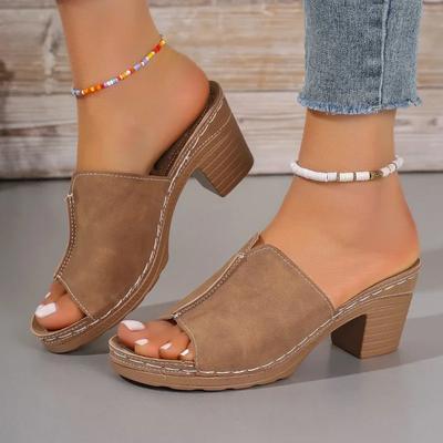 Fashion Women's Shoes 2024 Fashion Plus Size Women's Slippers Hot Sale Peep Toe Dress Slippers Women New Round Toe Heels Women Zapatos