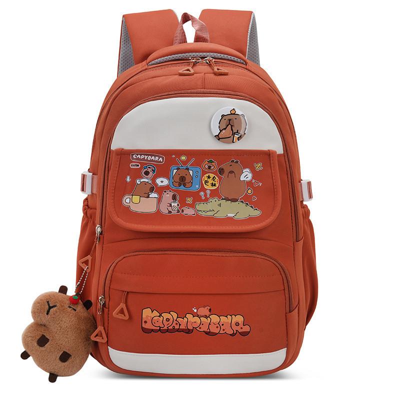 Capybara Cartoon Large Capacity Backpack With Breathable Water Resistant Oxford Fabric For Middle School Students