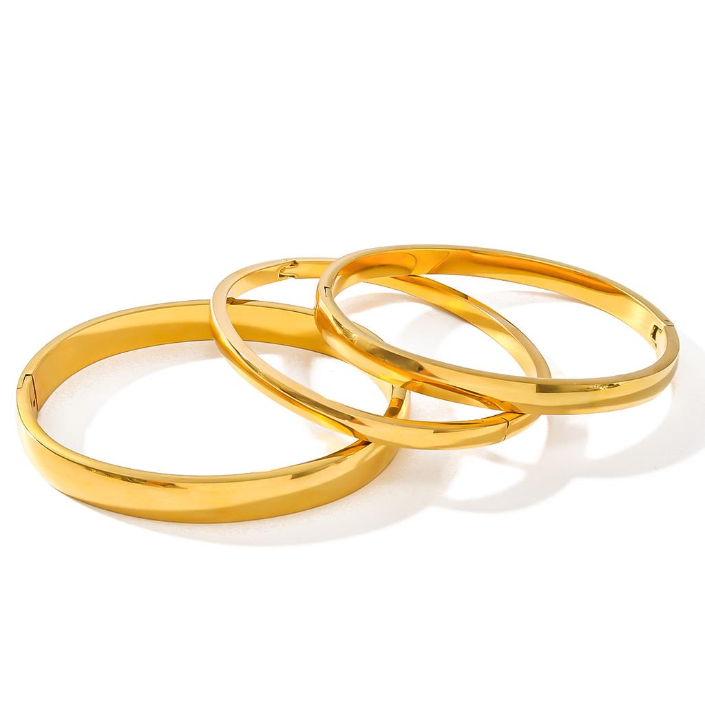 Stainless Steel Bangle Gold Color Sleek Openable Bracelets For Women 4mm 6mm Hand Accessory