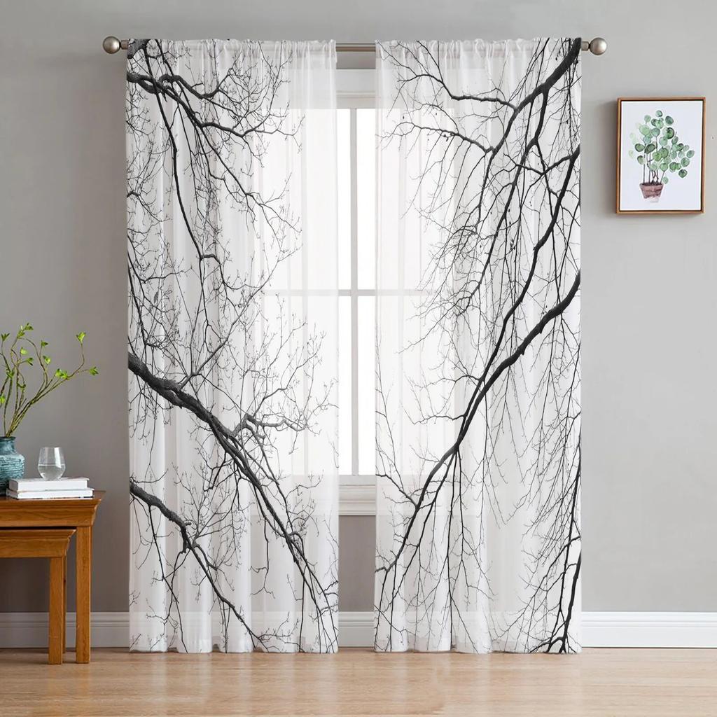 Thanksgiving Plants Farm Leaves Sheer Curtains Holiday Decoration Living Room Bedroom Window Voile Tulle Curtain