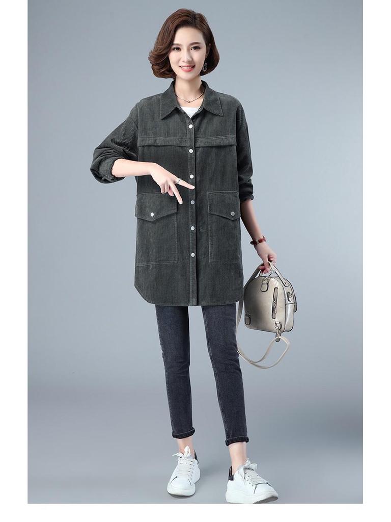 2024 Plus Size Fashion Blouse for Middle-Aged & Elderly Women - Spring/Autumn Rich Lady Shirt Jacket