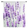 Lavender Plant Flowers Sheer Curtains for Bedroom Living Room Voile Window Drapes Light Filtering Tulle