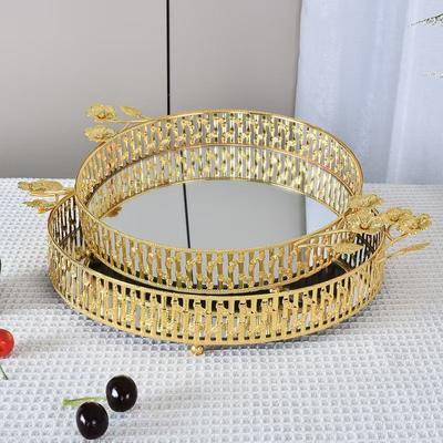 Europejska Pusta Metalowa Taca Lustrzana Taca na Kosmetyki Toaletowa Domowa Wykwintna Taca na Owoce Blatowe Ozdoby Dekoracja Domu Nowa