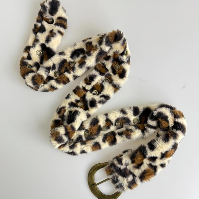 Stylish Leopard Print Adjustable Belt PU Leather Waist Strap Band With Retro Metal Clasp For Men And Women