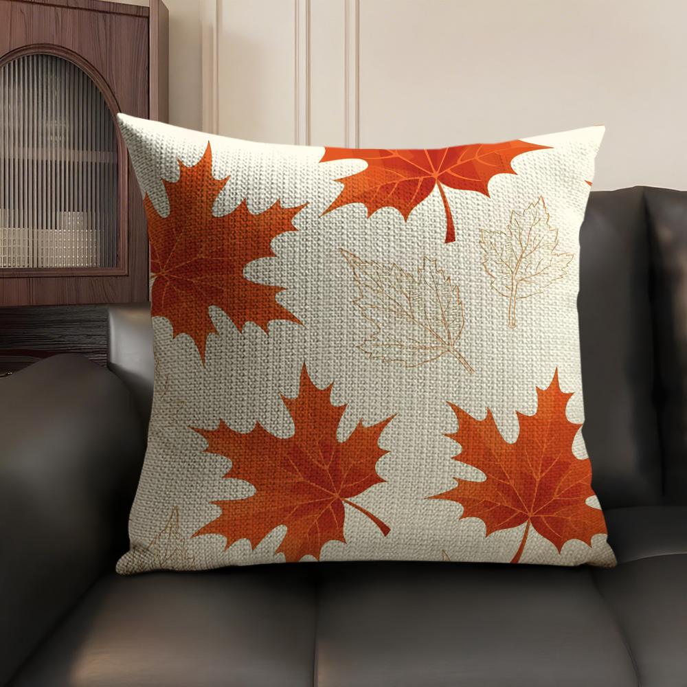 Maple Leaves Luxury Cushion Cover Natural Linen Organic Fabric Double-Sided Printing Sofa Home Decor Gift Pillow Case