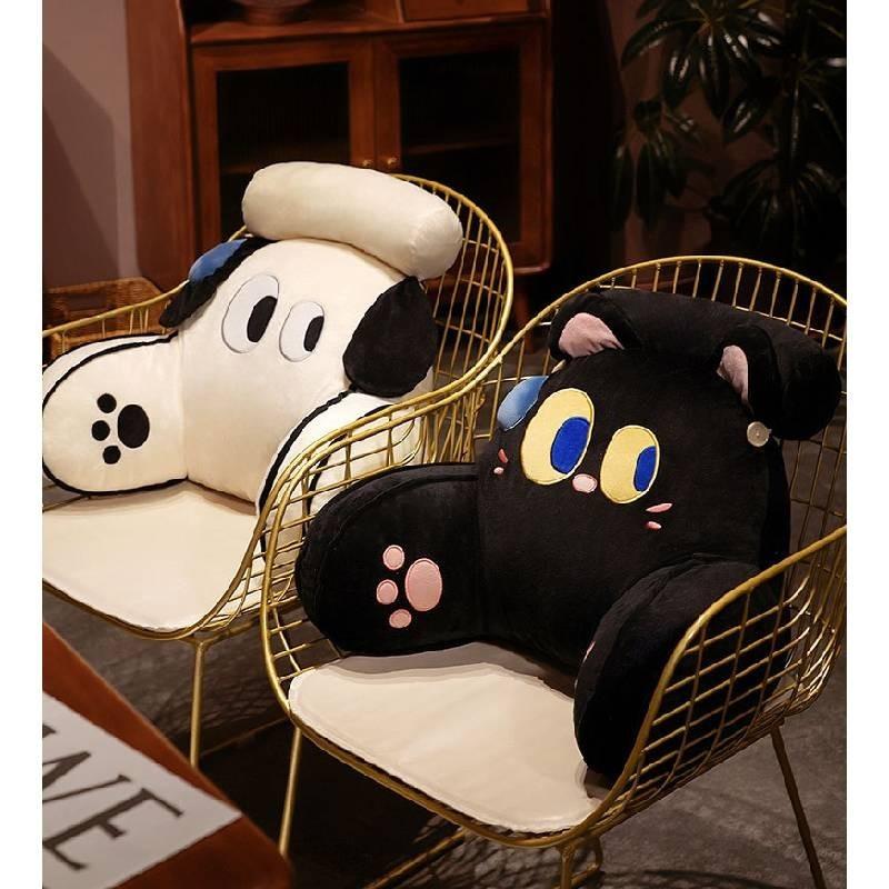 Adorable Plush Cartoon Dog Cat Back Pillows For Cozy Student Dorm Rooms
