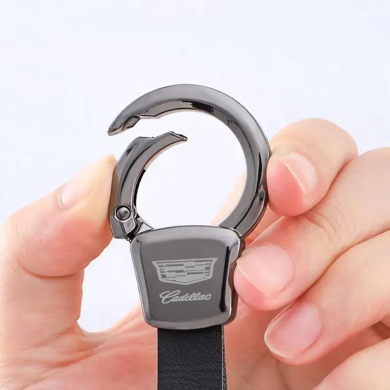 Cadillac Keychain Alloy Metal Key Ring with Logo for ATS CT4 CT5 CTS ESCALADE XT5 XT6 XTS Luxury Automotive Gift(Chrome & Black)