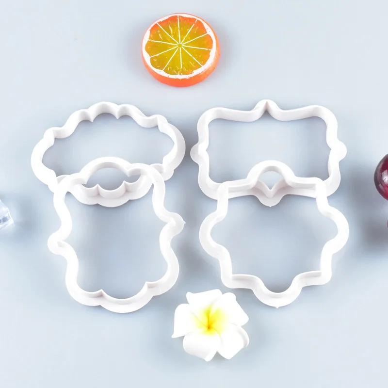 Plastic Cookie Cutter Biscuit Making Fondant Cake Decorating Vintage Rectangle Plaque Frame Sugar Mold Fondant Moulds Supplies