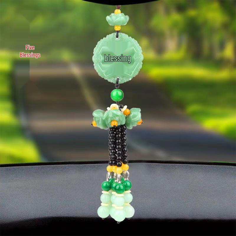 Jade Green Lotus Pixiu Car Pendant and Interior Decoration