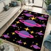 Space-Themed Rug with Stars & Planets  Crystal Velvet Non-Slip Carpet, Durable Easy Maintenance Floor Mat for Bedroom