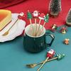 A set of Christmas stainless steel tableware, spoons and forks - can be put in the dishwasher, holiday gift set with gift box