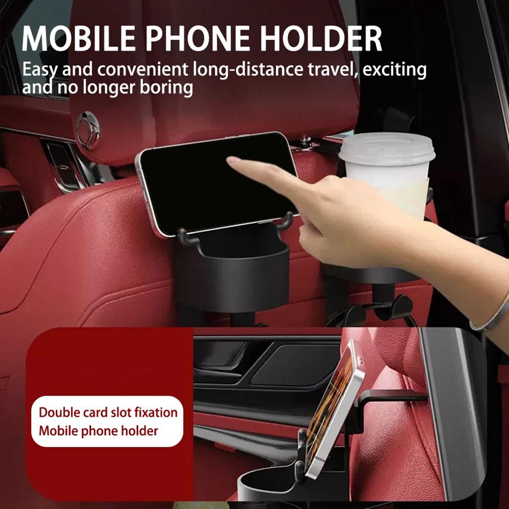 2pcs Car Seat Headrest Hook Hanger Storage Organizer With Cup Holder For Handbag For Universal Car Interior Accessories