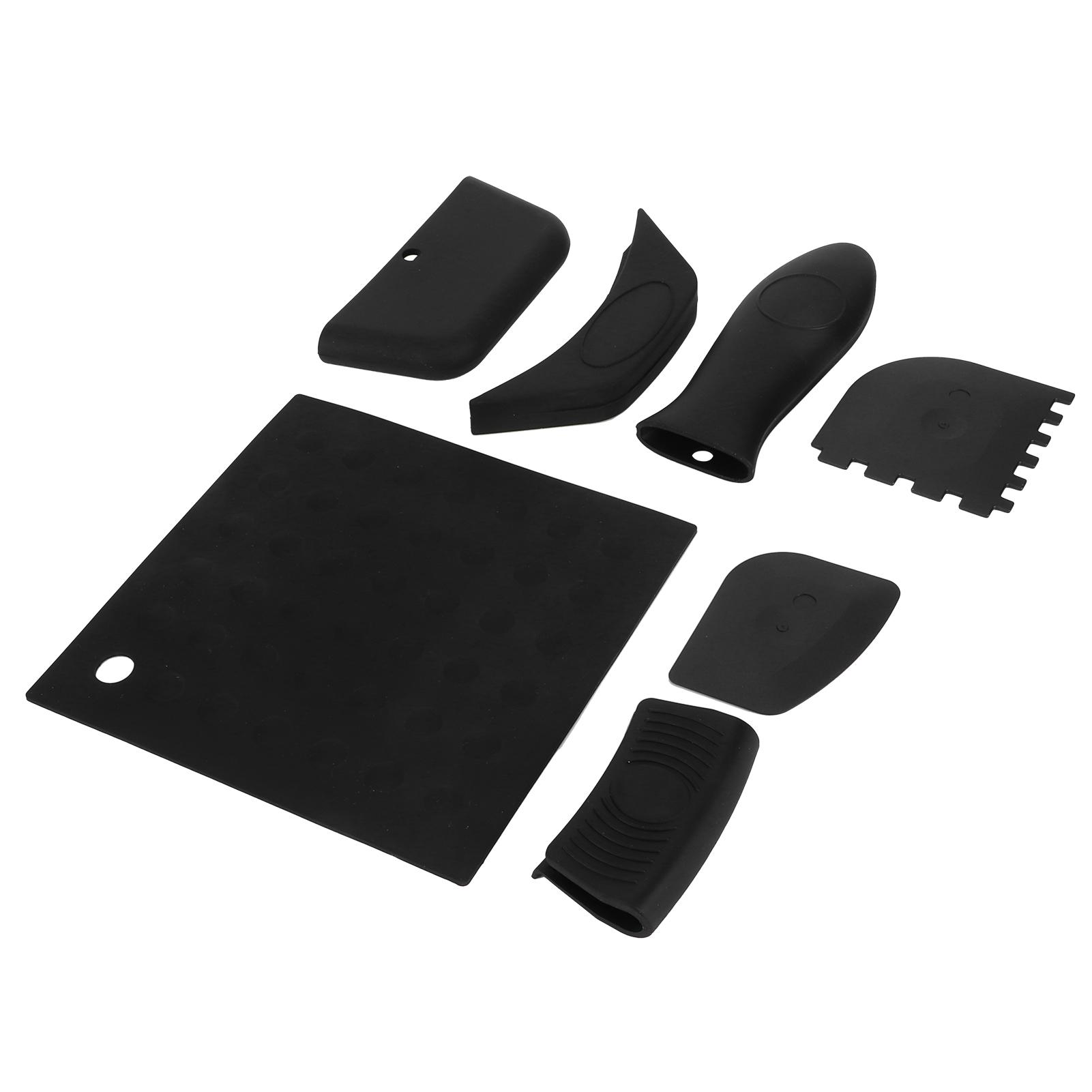 

7Pcs set Pot Holder AntiScald Silicone Grill Pan Scraper Handle Cover Set Kitchen Accessory(Black ) чёрный