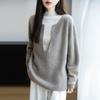 Women's Stand Collar Wool Sweater - Long Sleeve, Loose Fit, Versatile Knit Pullover for Autumn/Winter