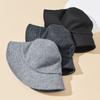 Herbst- und Winter-Bucket-Hat warmer Woll-Herrenhut Mode-Schatten Damen-Hut mit großer Krempe Show-Waschbeckenhut