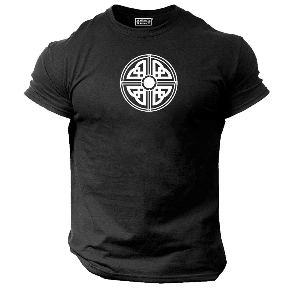 Vikings Shield T Shirt Gym Clothing Bodybuilding Workout Thor Odin Gymwear Top