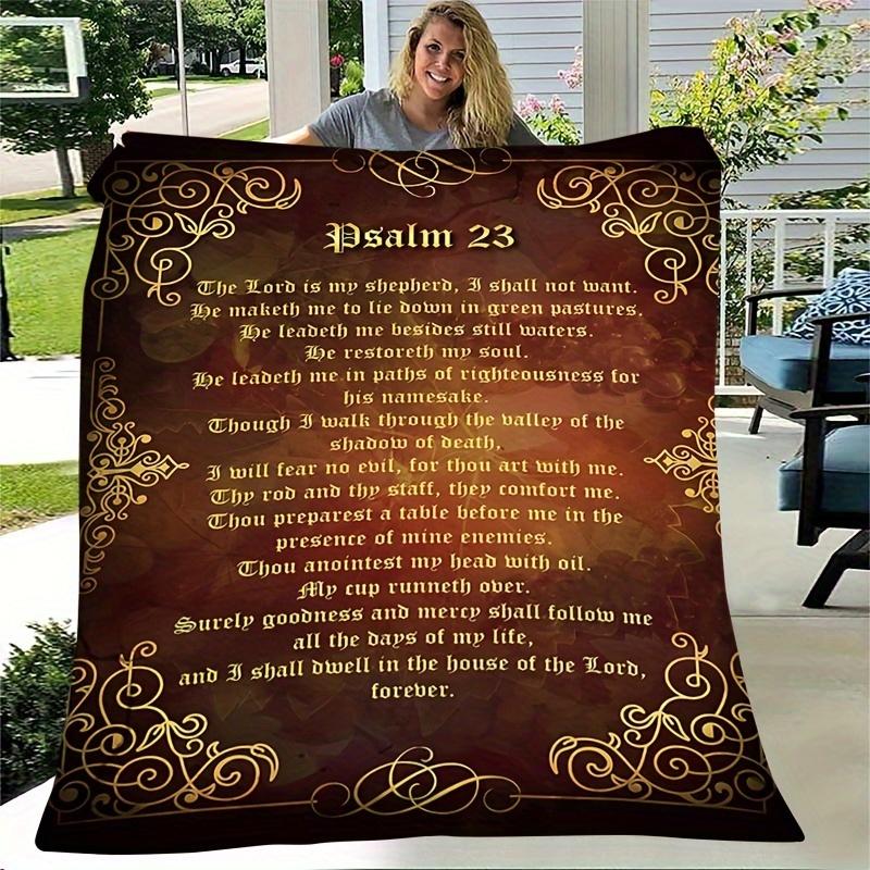 1pc Psalm 23 Flannel Throw Blanket Soft, Warm, All-Season Religious Gift with Inspirational Scripture