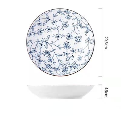 Pratos de cerâmica retrô de 8 espaços, utensílios de mesa de cerâmica pintados à mão para uso doméstico, prato de peixe, sobremesa, salada, prato de frutas, 1 peça