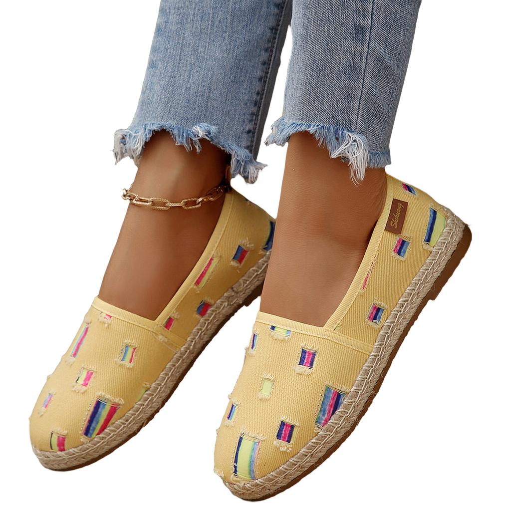 Summer Women Slip On Flat Canvas Shoes Lightweight Breathable Casual Loafers Comfortable Walking Footwear for Daily Use
