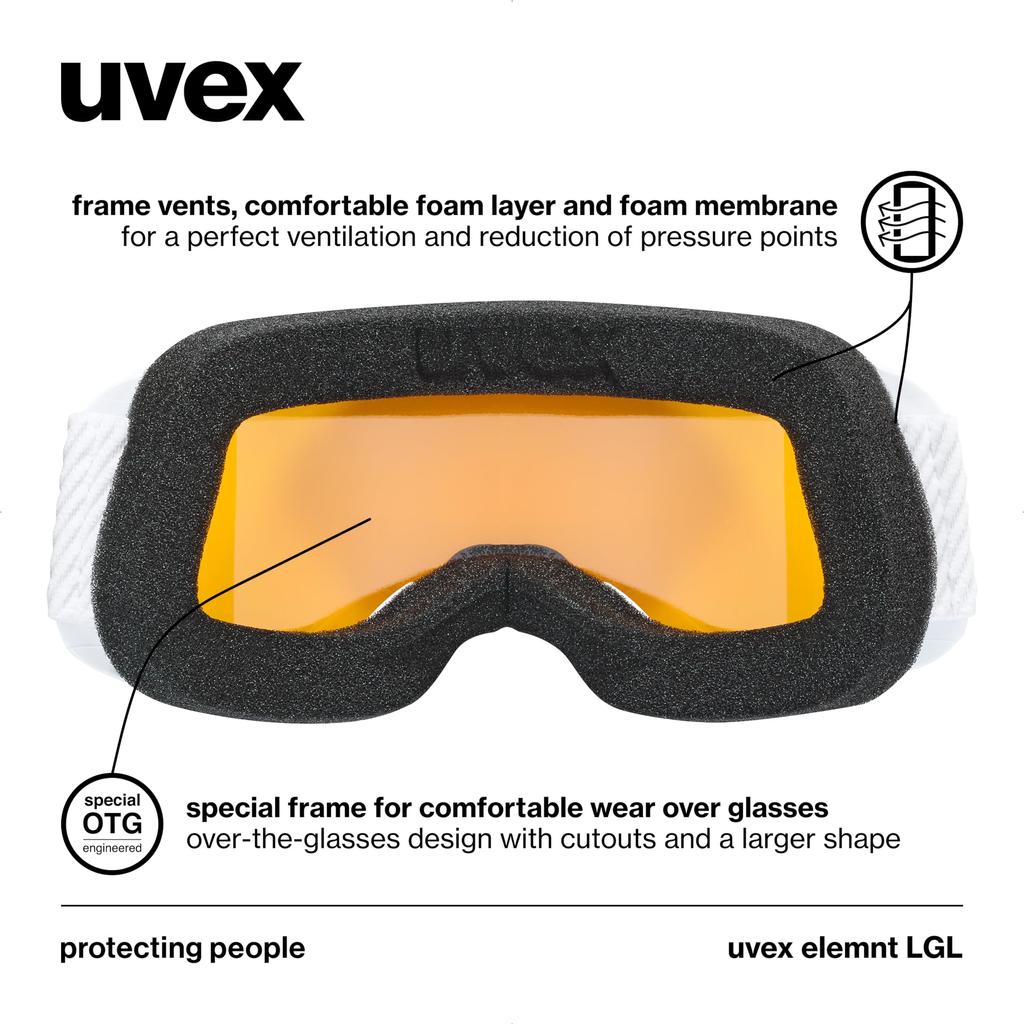 Uvex Ski and Snowboard Double Glasses Element LGL Children's Goggles, Lens, Anti-Fog, Compatible,