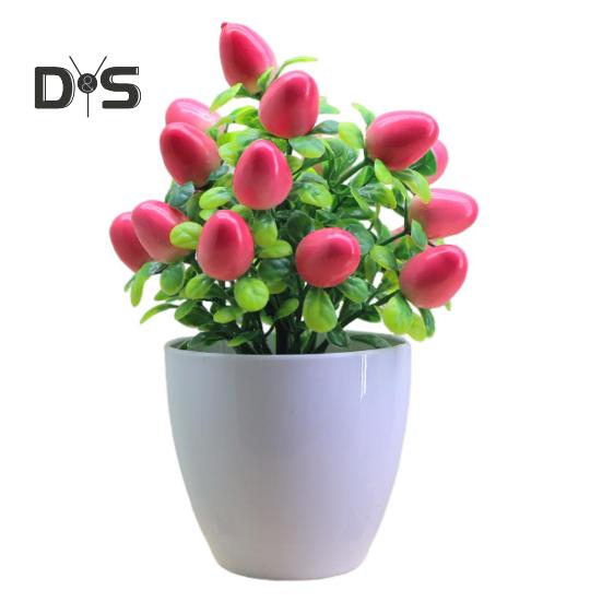 Künstliche Topfpflanzen, realistischer gefälschter Mini-Obstbaum, Tischdekoration für Zuhause und Büro, Grünpflanzen aus Kunststoff im Topf, Bonsai, Dekoration für drinnen und draußen