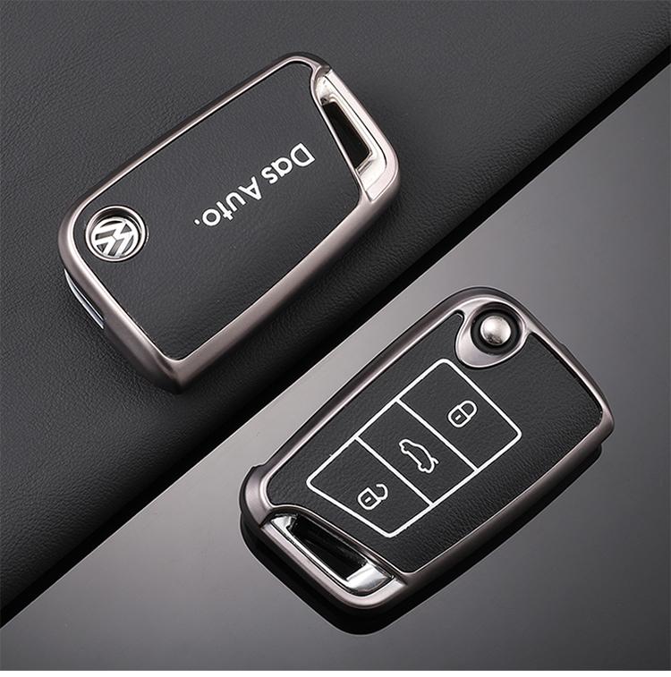 

For VOLKSWAGEN VW TPU Leather Car Remote Key Case Fob Cover Holder Shell For VW Volkswagen Golf 7 MK7 Tiguan MK2 T-roc T-cross A