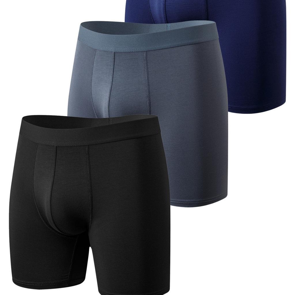Männerunterwäsche: Sommerliche atmungsaktive einfarbige Boxershorts, schnelltrocknend, 3er-Pack