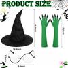 Set Pălărie Vrăjitoare Cos 3 buc Ochelari și Mănuși Costum Halloween Articole de Cap Pălărie pentru Joc de Rol Petrecere pentru Adulți