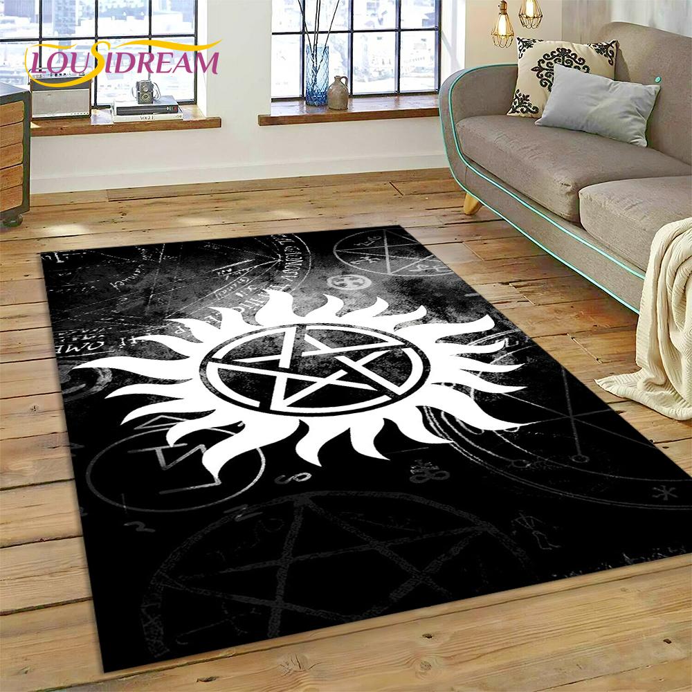 Alfombra Alfombrilla 3D SPN Más Reciente Sobrenatural Dean Sam para Sala de Estar Dormitorio Decoración del Hogar, Alfombrilla Antideslizante Decoración para Sofá Felpudo