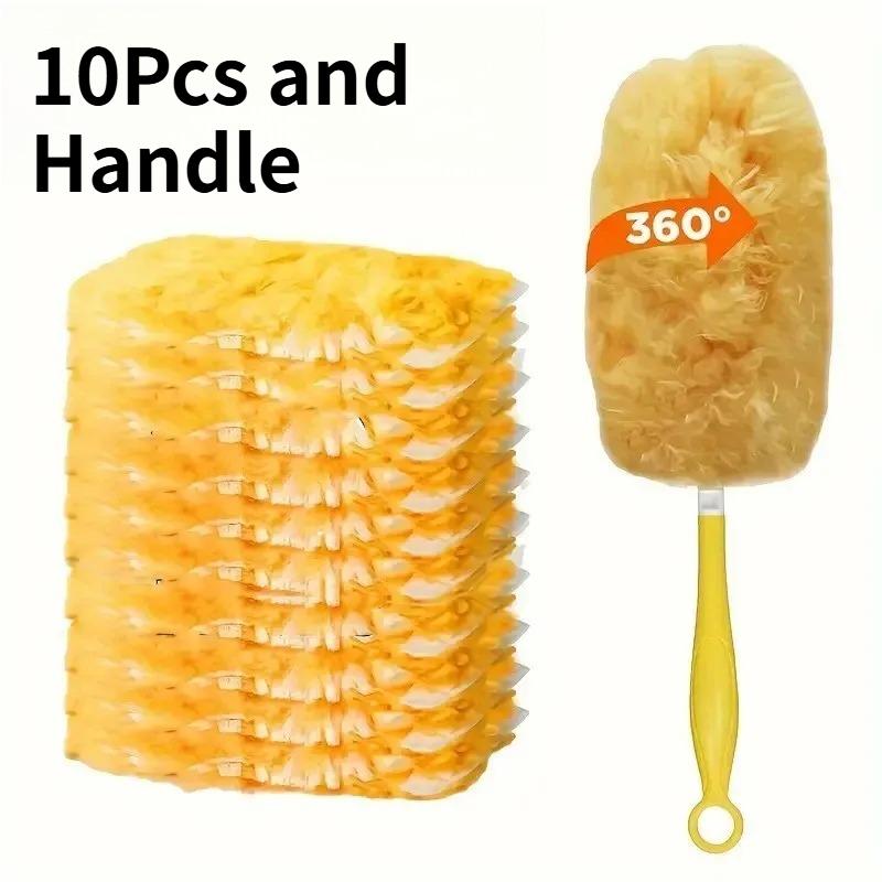 Disposable Duster Refills with Handle Replacement Heads Double Sided 360 ° Electrostatic Dusters Desktop Dust Removal Clean Tool