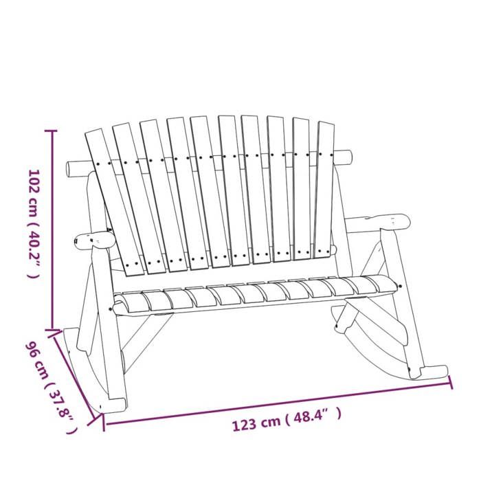 VidaXL Banc à bascule jardin 2 places 123x96x102 cm bois massif épicéa 363349