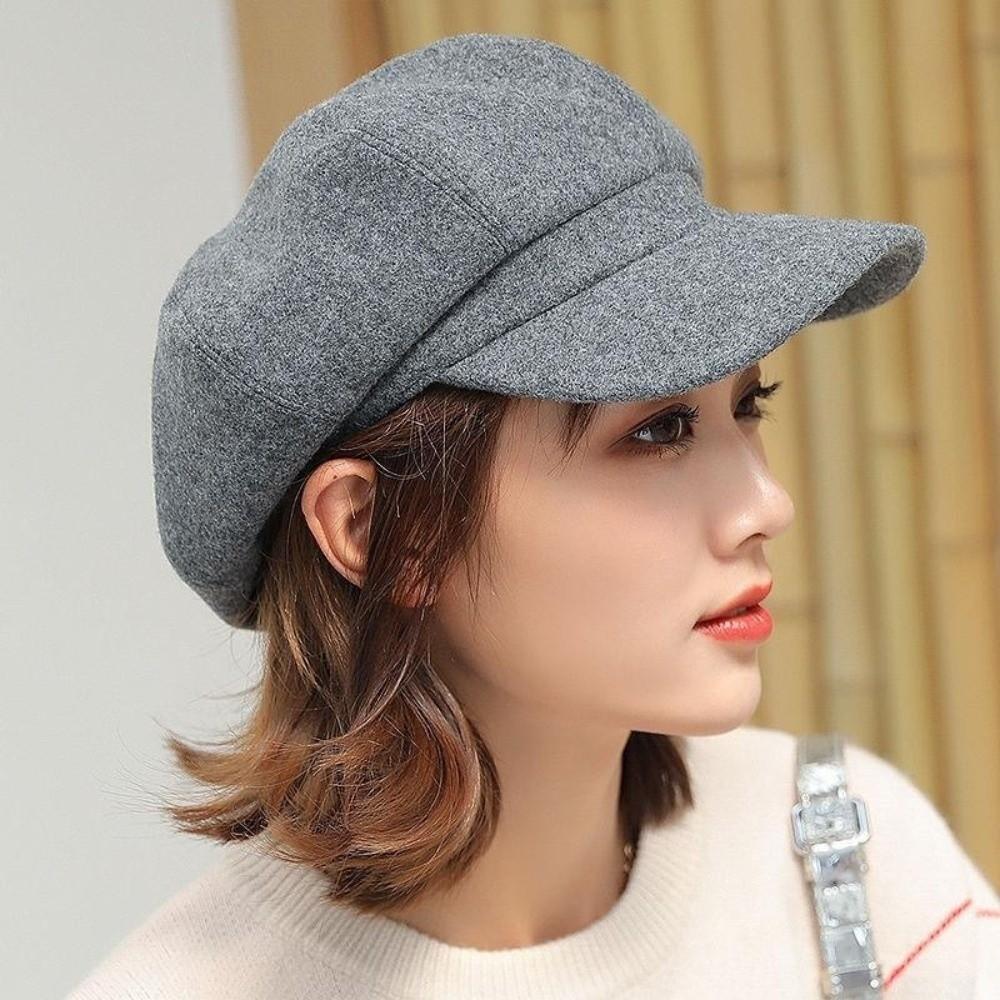 Ear Protection British Berets Solid Color Artist Hat Casual Woolen Octagonal Hat  Girl