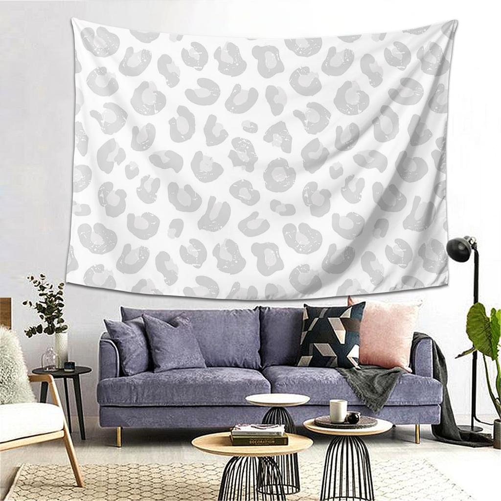 Leopard Print Silver Gray And White Tapestry Decor Art Aesthetic Tapestries Living Room Bedroom Home Wall Cloth Wall Hanging