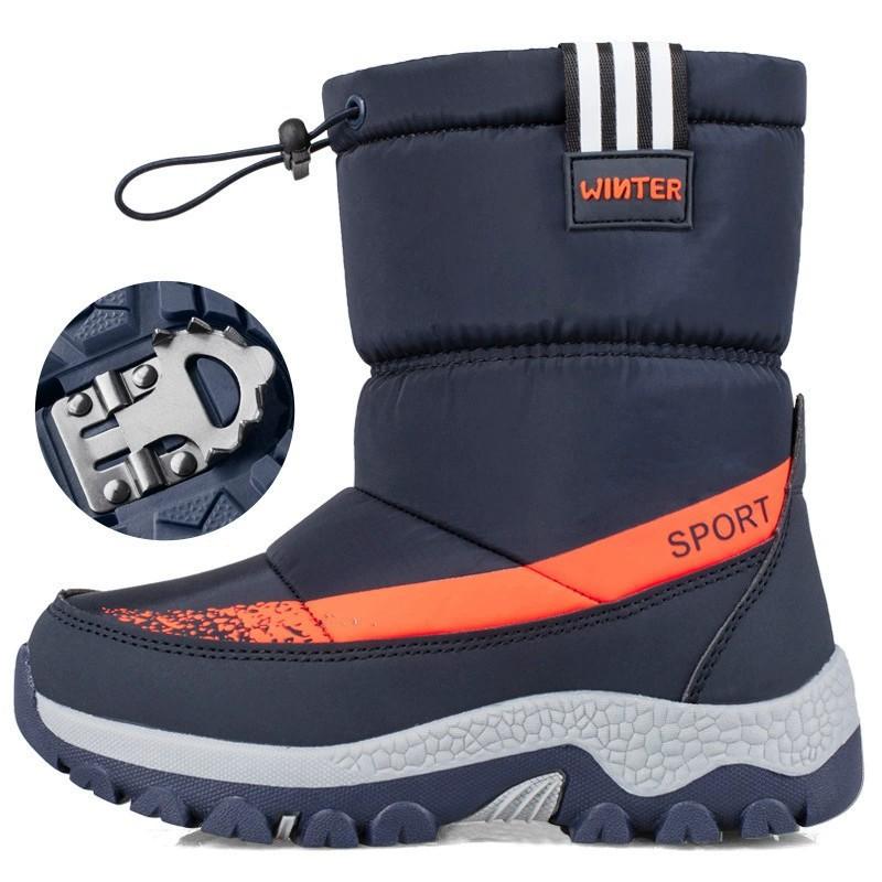 Heavy-Dutyened Snow Boots With Midsole Northeast Anti Slip And Warm Feeling Boys' Casual Ice Claw Cotton Fabric Shoes Winter Children'S