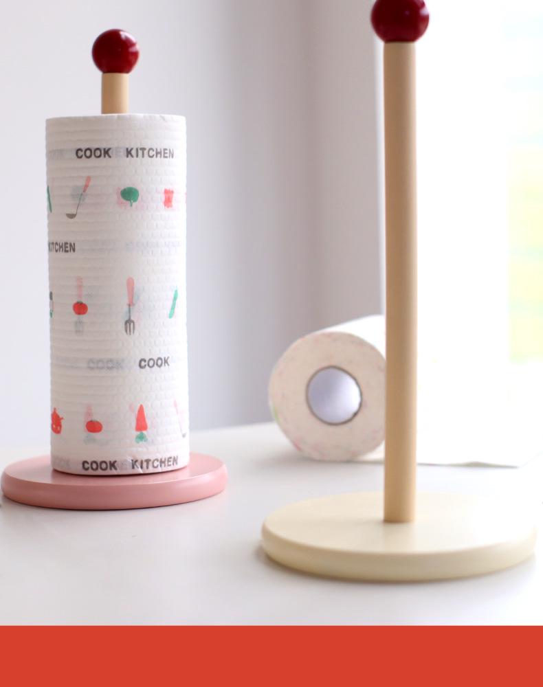 Creative Solid Wood Tissue & Film Holder - Vertical Desktop & Toilet Paper Storage for Home Kitchen