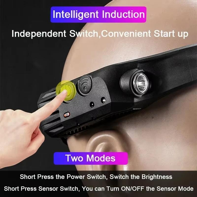USB Rechargeable LED Sensor Headlamp COB Headlight Head Torch Work Light Waterproof Headlamp For Outdoor Fishing Camping Lantern