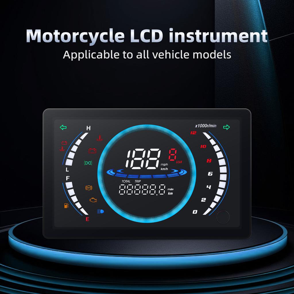Tablou de bord LCD mare universal 12V Vitezometru Motocicletă Tahometru Motocicletă RPM Placă de combustibil cu senzor 199 km/h Kilometraj total