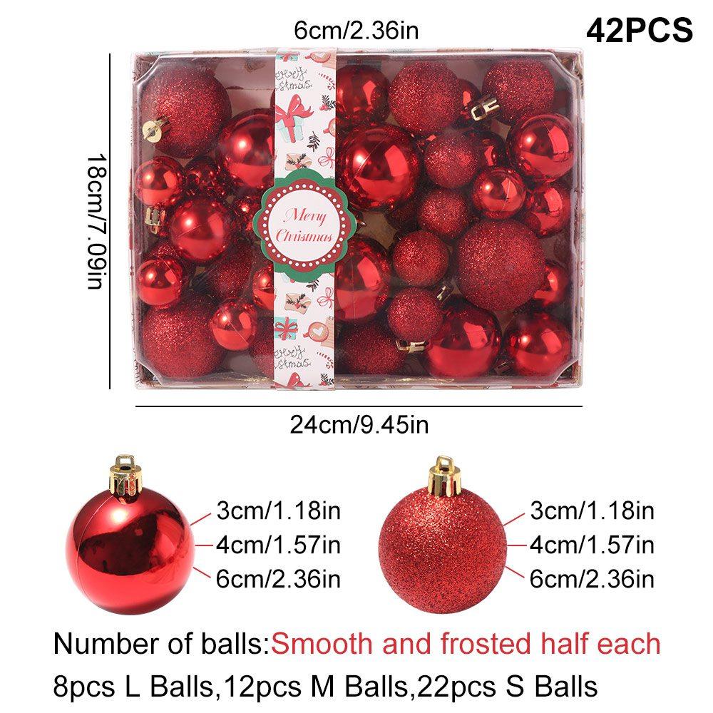 42Pcs Colorful Christmas Balls Set 3/4/5cm Xmas Tree Pendants  Happy New Year Decoration